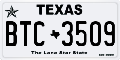 TX license plate BTC3509