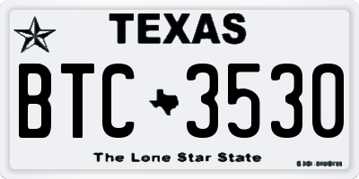 TX license plate BTC3530