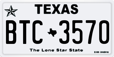 TX license plate BTC3570