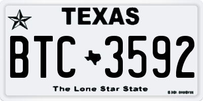 TX license plate BTC3592