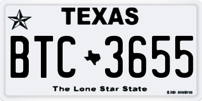 TX license plate BTC3655