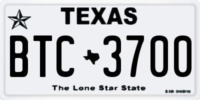TX license plate BTC3700