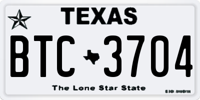 TX license plate BTC3704