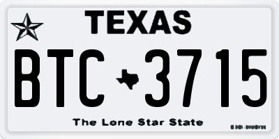 TX license plate BTC3715