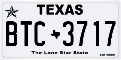 TX license plate BTC3717