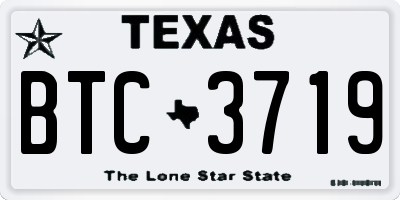 TX license plate BTC3719