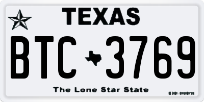 TX license plate BTC3769
