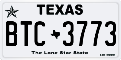 TX license plate BTC3773