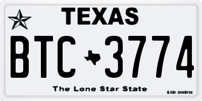 TX license plate BTC3774