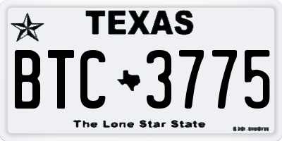 TX license plate BTC3775