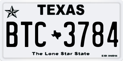 TX license plate BTC3784