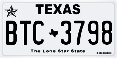 TX license plate BTC3798