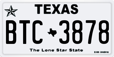 TX license plate BTC3878