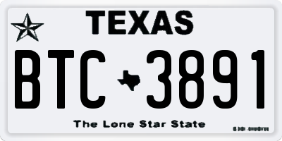 TX license plate BTC3891