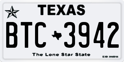 TX license plate BTC3942