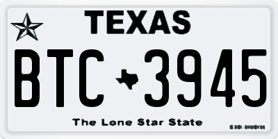 TX license plate BTC3945
