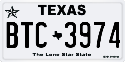 TX license plate BTC3974