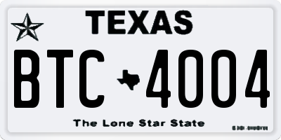 TX license plate BTC4004