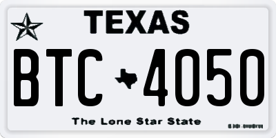 TX license plate BTC4050