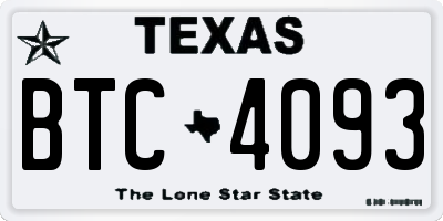 TX license plate BTC4093