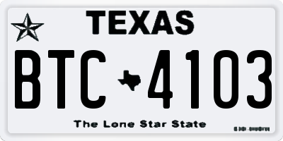 TX license plate BTC4103