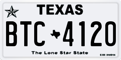 TX license plate BTC4120
