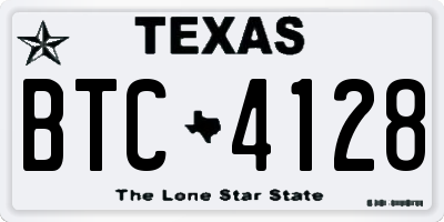 TX license plate BTC4128