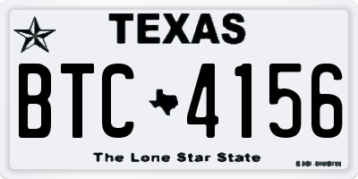 TX license plate BTC4156