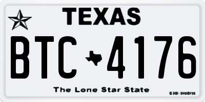 TX license plate BTC4176