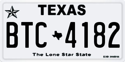 TX license plate BTC4182
