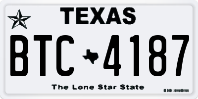 TX license plate BTC4187