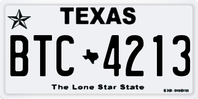 TX license plate BTC4213