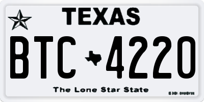 TX license plate BTC4220