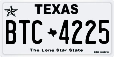 TX license plate BTC4225