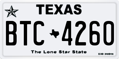 TX license plate BTC4260