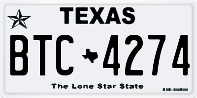 TX license plate BTC4274