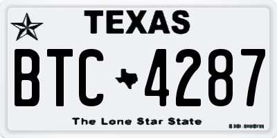 TX license plate BTC4287