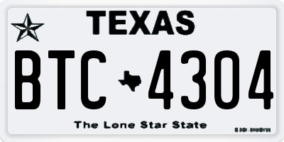 TX license plate BTC4304