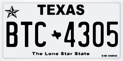 TX license plate BTC4305