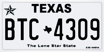 TX license plate BTC4309