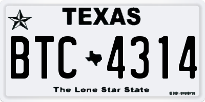 TX license plate BTC4314