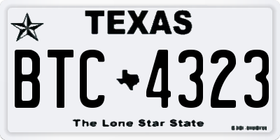 TX license plate BTC4323