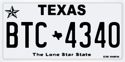 TX license plate BTC4340
