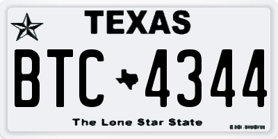 TX license plate BTC4344