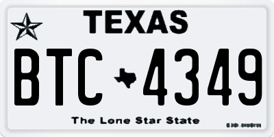 TX license plate BTC4349