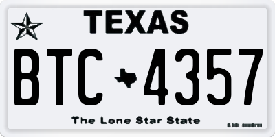 TX license plate BTC4357
