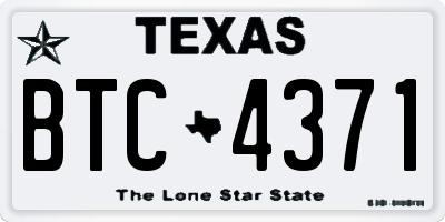 TX license plate BTC4371