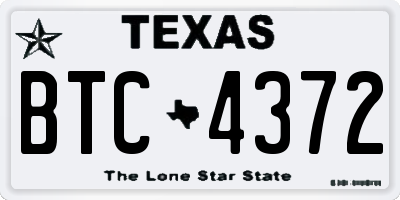 TX license plate BTC4372