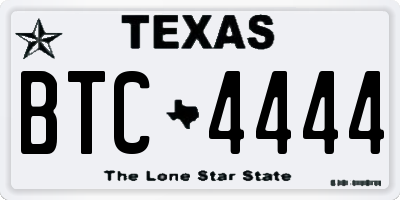 TX license plate BTC4444