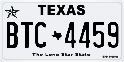 TX license plate BTC4459